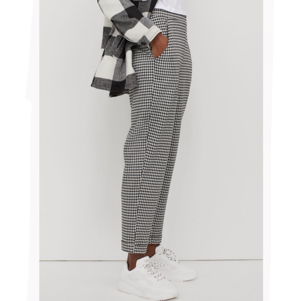 H&M Dogstooth High Waisted Cuffed Ankle Trouser Pants